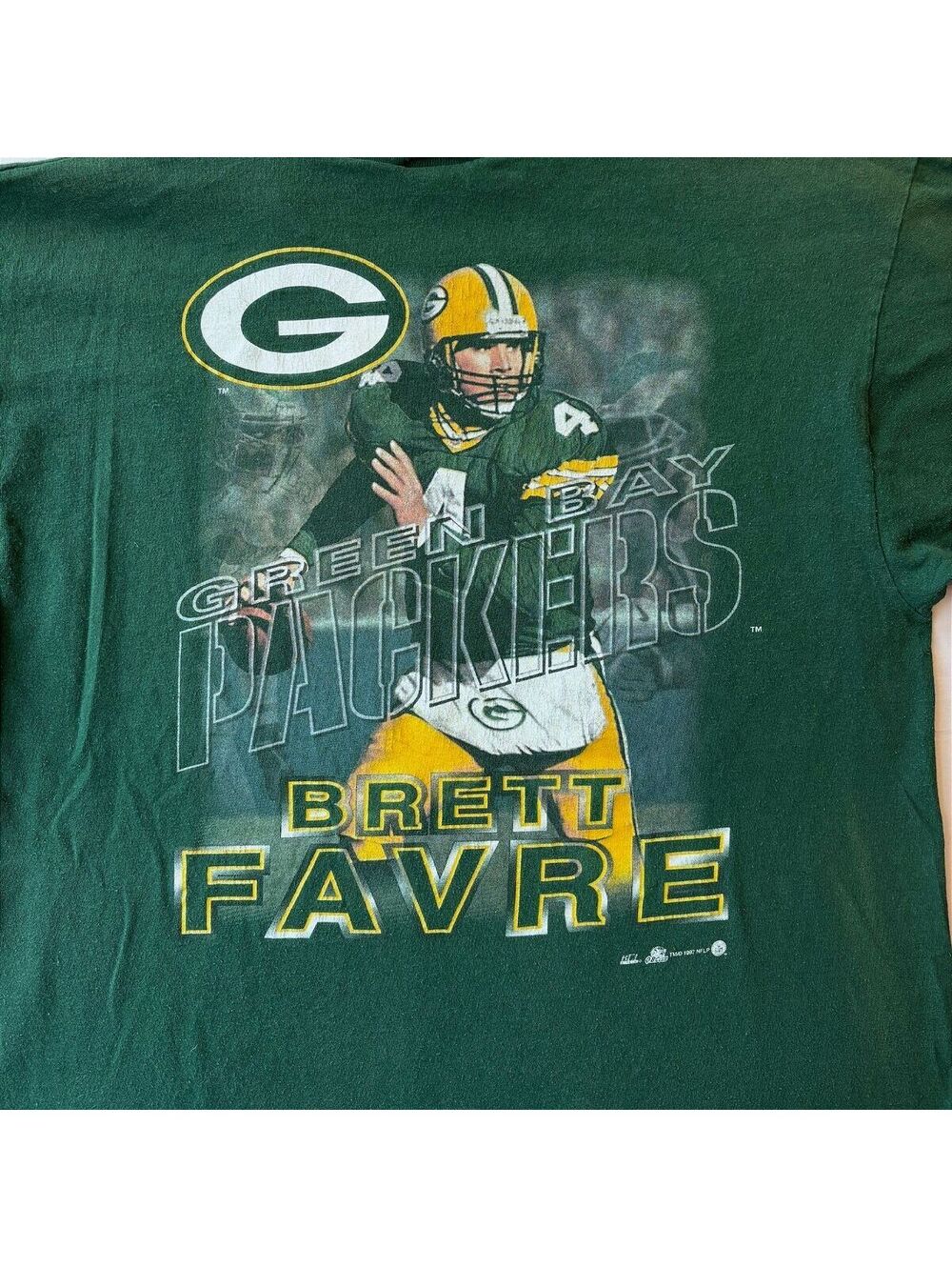VTG 1997 Green Bay Packers Brett Favre 4 Jersey T-Shirt Sport Attack Large NFL